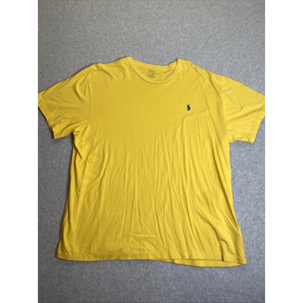 Polo Ralph Lauren T Shirt Mens XL Yellow Cotton Short Sleeve Crew Neck Pony Logo